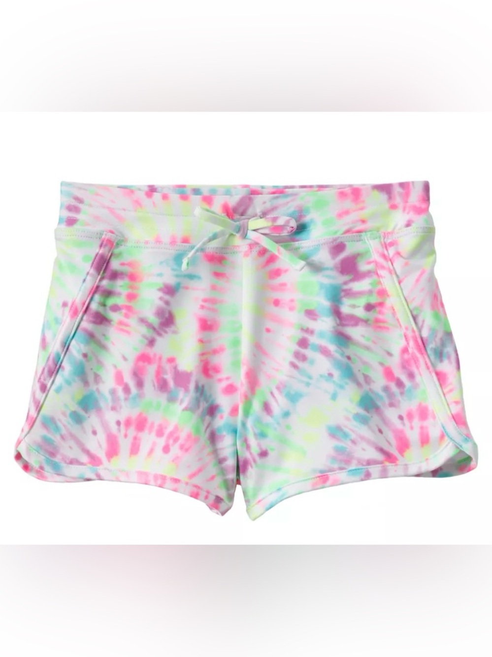 Lands' End Girls Comfort Waist Swim Shorts in Multi Burst Tie Dye